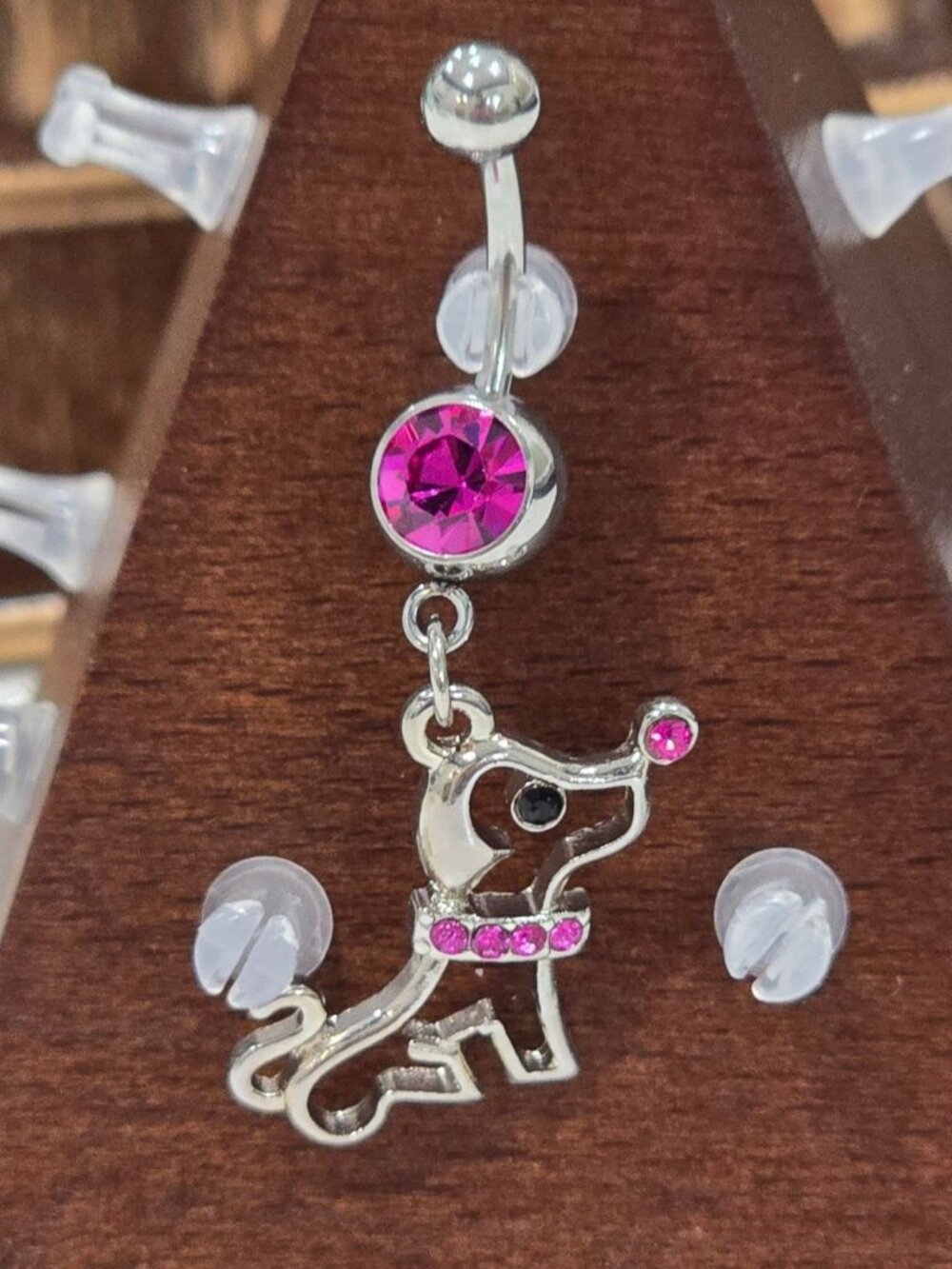 Painful Pleasures Pink Crystal Dog Navel Ring Piercing Jewel Gothic Alt Y2K 14G